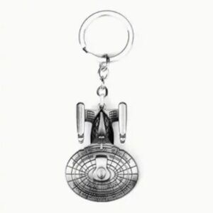 Space Ship Key Chain Silver Tone